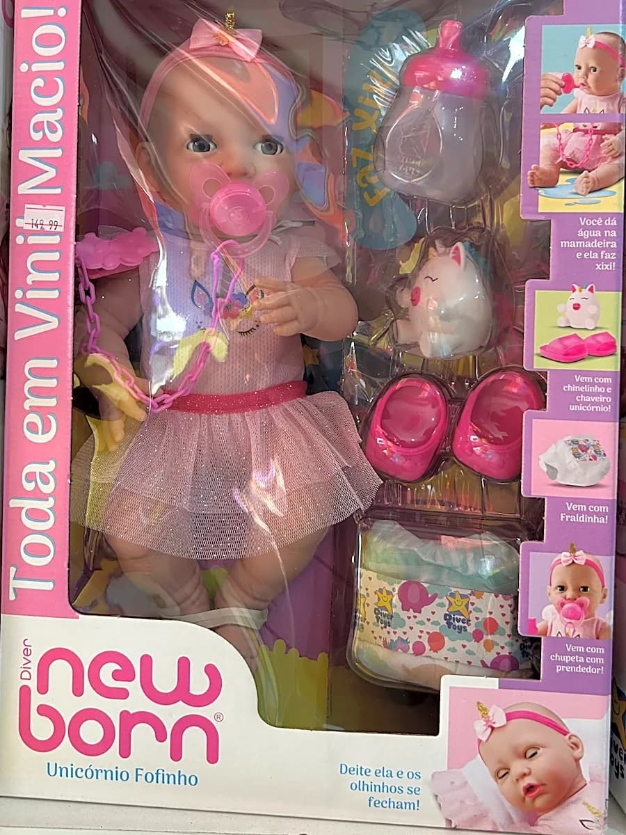 Boneca New Born Unicórnio Fofinho
