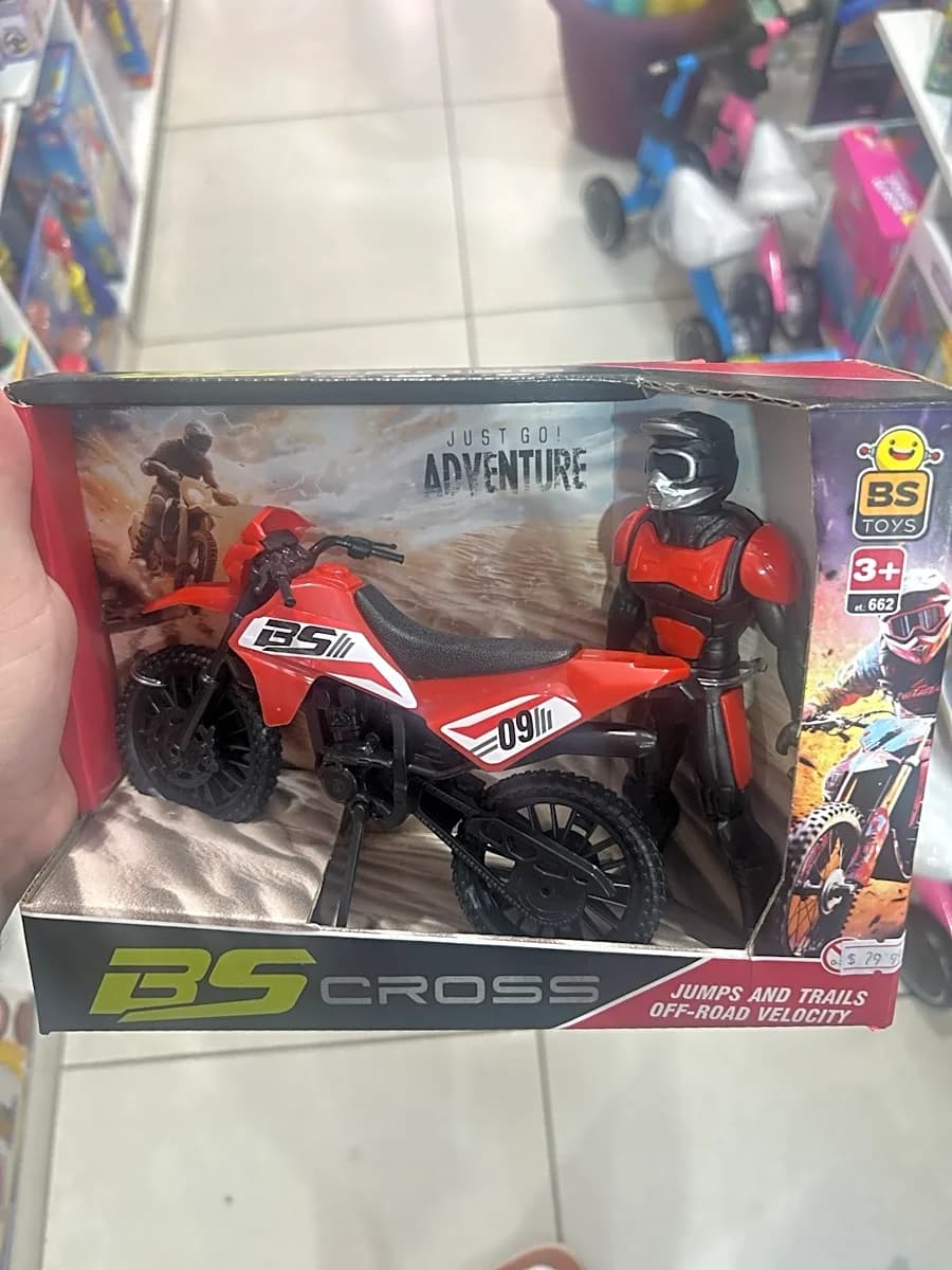 Moto de Trilha BS Cross Vermelha com Piloto BS Toys