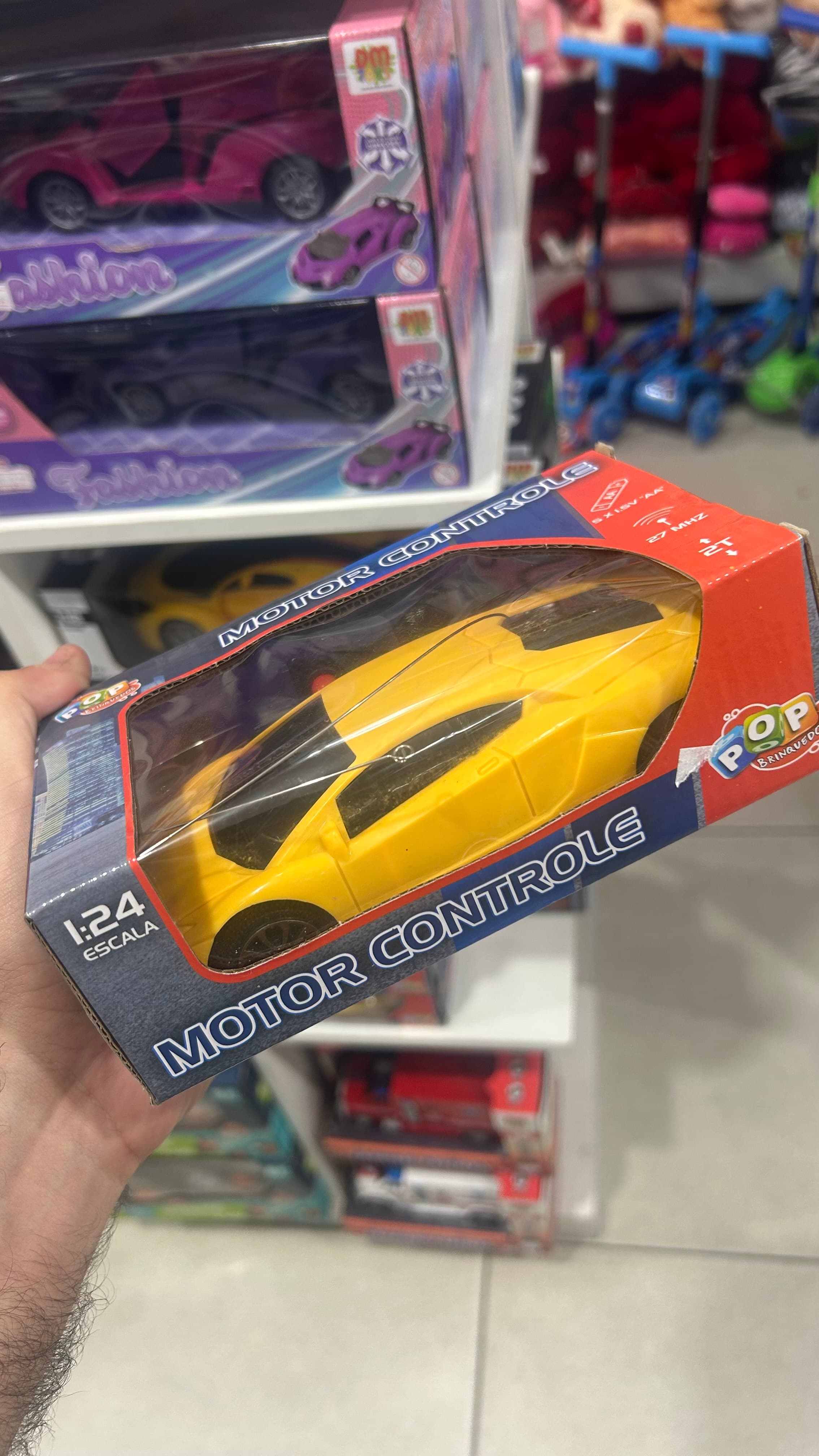 Carro Controle Remoto Motor Controle Amarelo 1:24